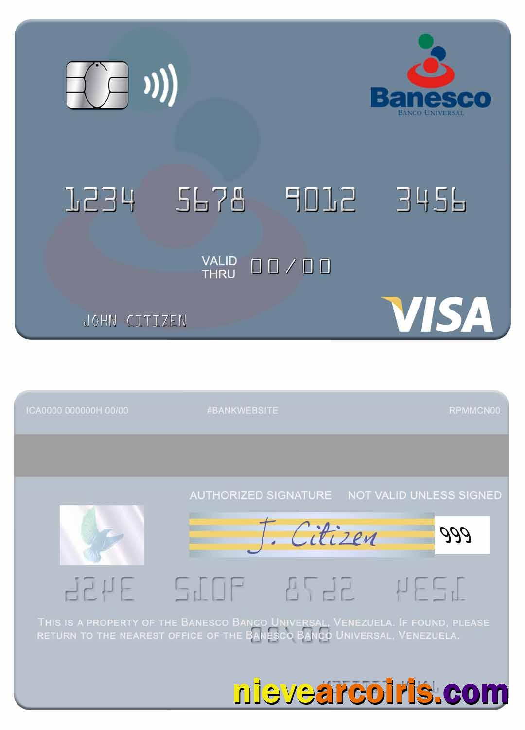 Venezuela Banesco Banco Universal visa card
